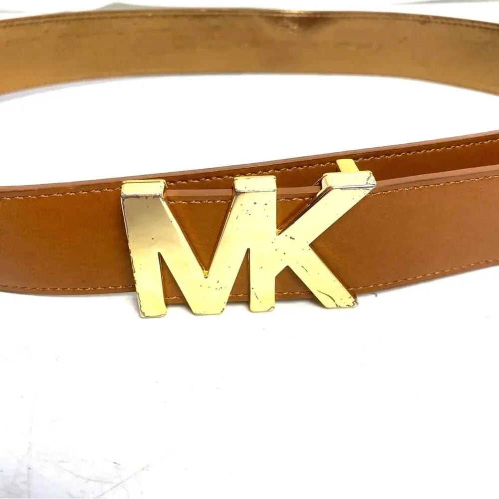 MICHAEL KORS Faux Vegan Leather MK Logo Belt Size Medium
